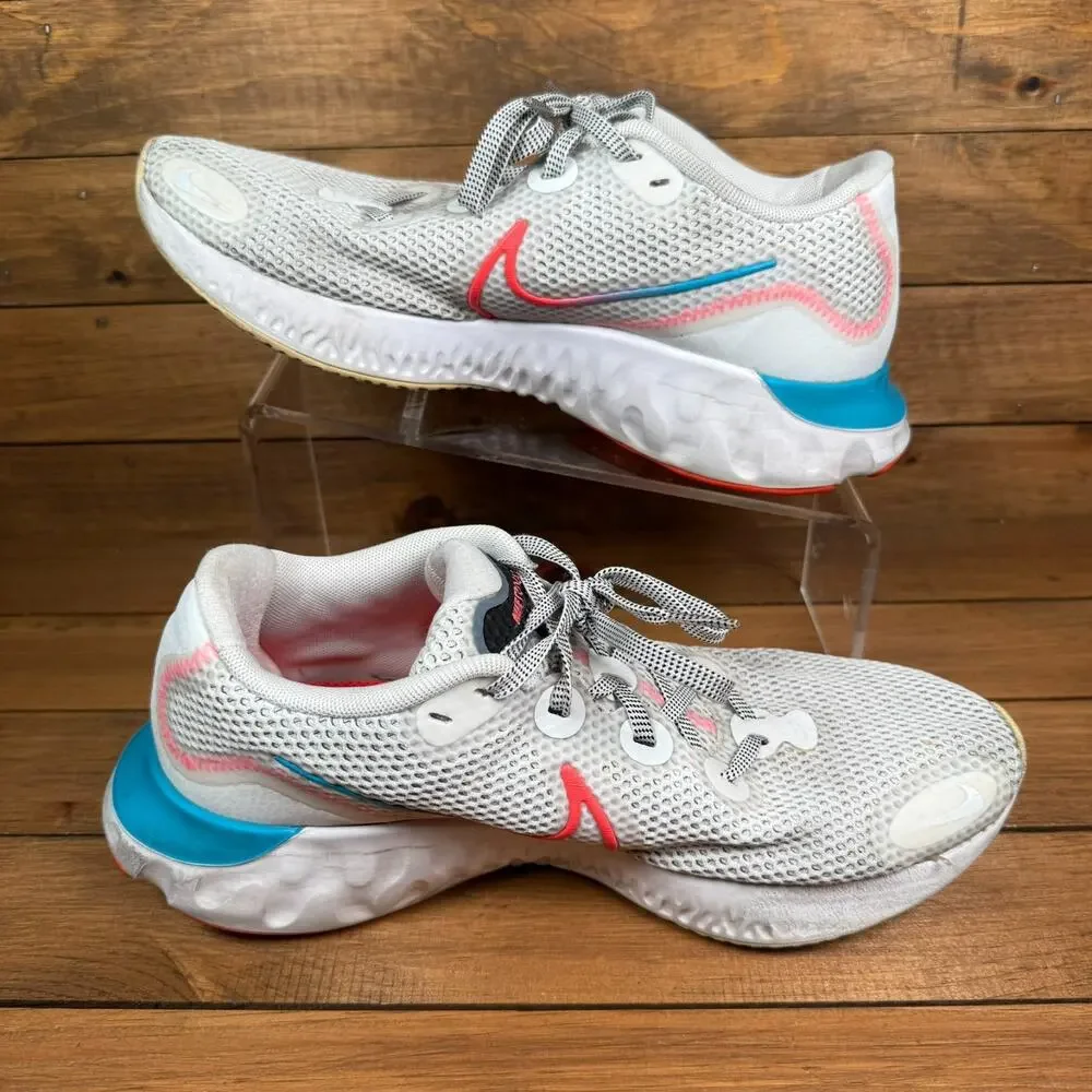 Nike Renew Run CK6360-101 Summit White Crimson Aqua Shoes Women's 9